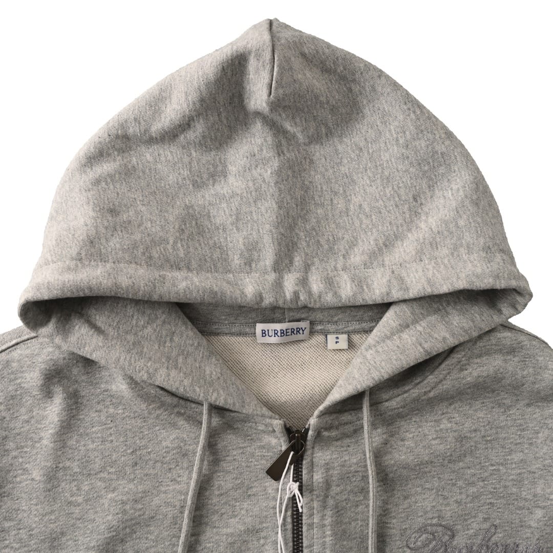 Burberry  Check Cursive Logo Cotton Zip Hoodie for men
