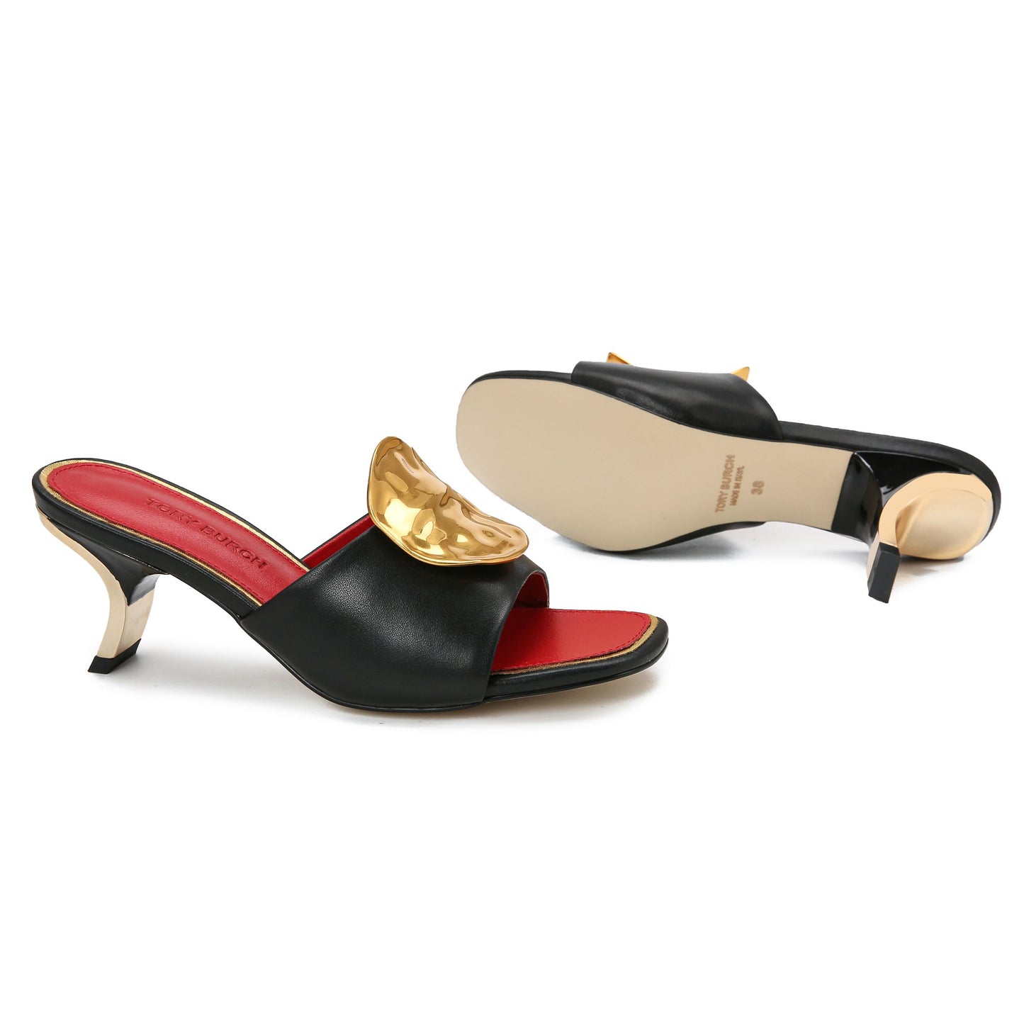 Black Heels With Logo Buckle for women