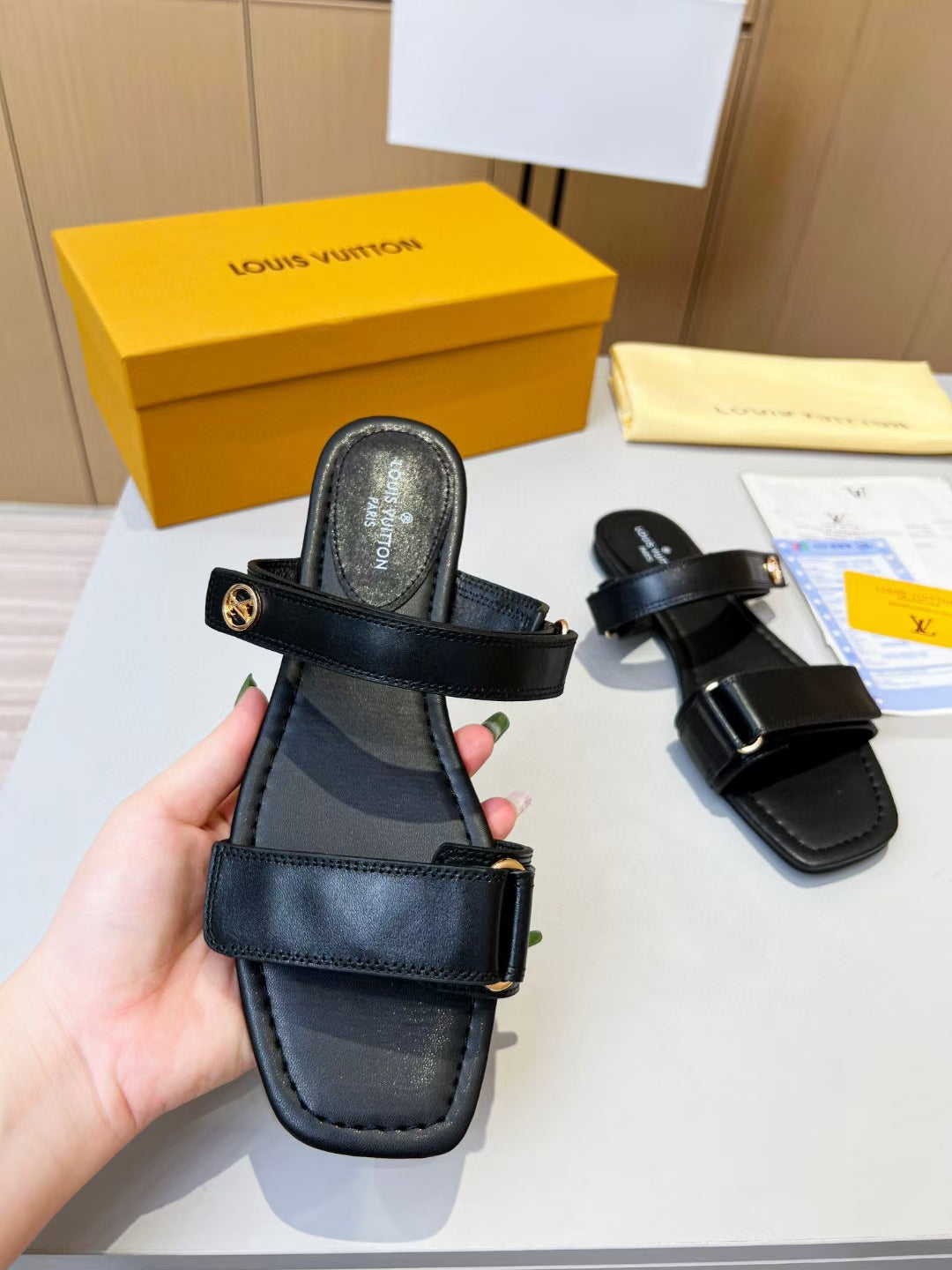 Louis Vuitton Lambskin Slides for women