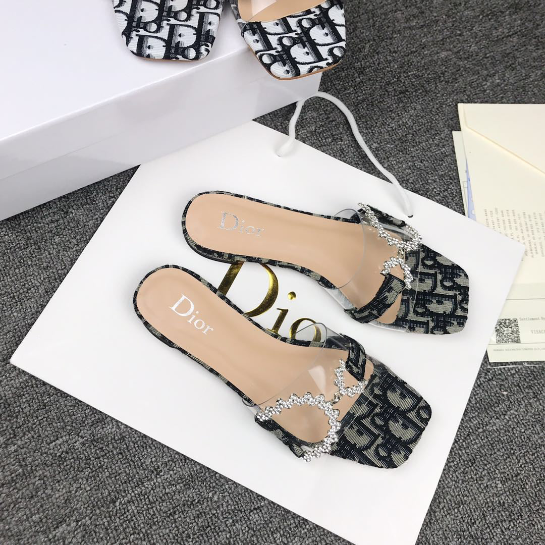 CHRISTIAN DIOR MONOGRAM CANVAS PRINT SLIDES for women