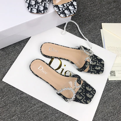 CHRISTIAN DIOR MONOGRAM CANVAS PRINT SLIDES for women
