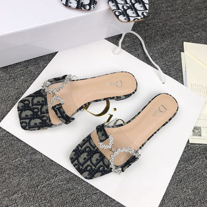 CHRISTIAN DIOR MONOGRAM CANVAS PRINT SLIDES for women