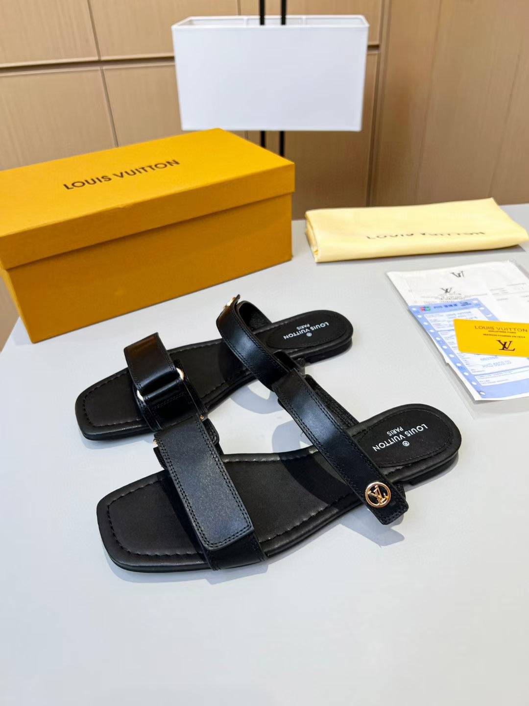 Louis Vuitton Lambskin Slides for women