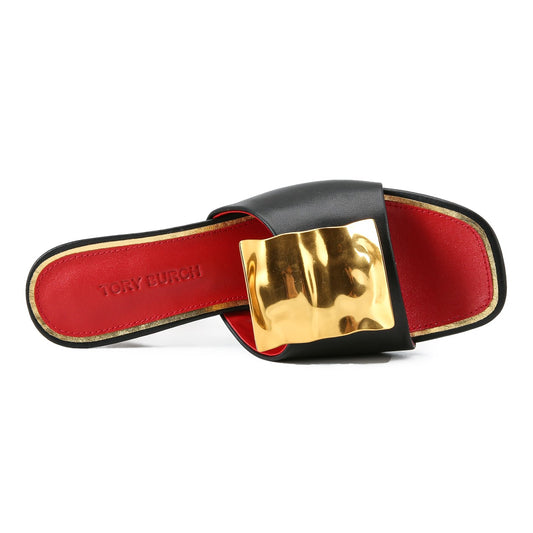 Black Heels With Logo Buckle for women