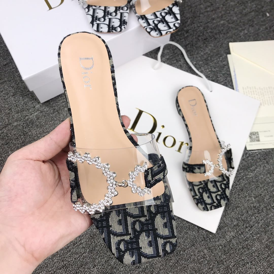 CHRISTIAN DIOR MONOGRAM CANVAS PRINT SLIDES for women