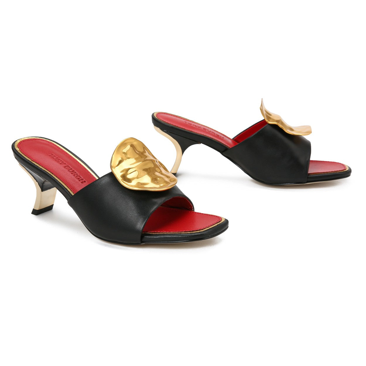Black Heels With Logo Buckle for women