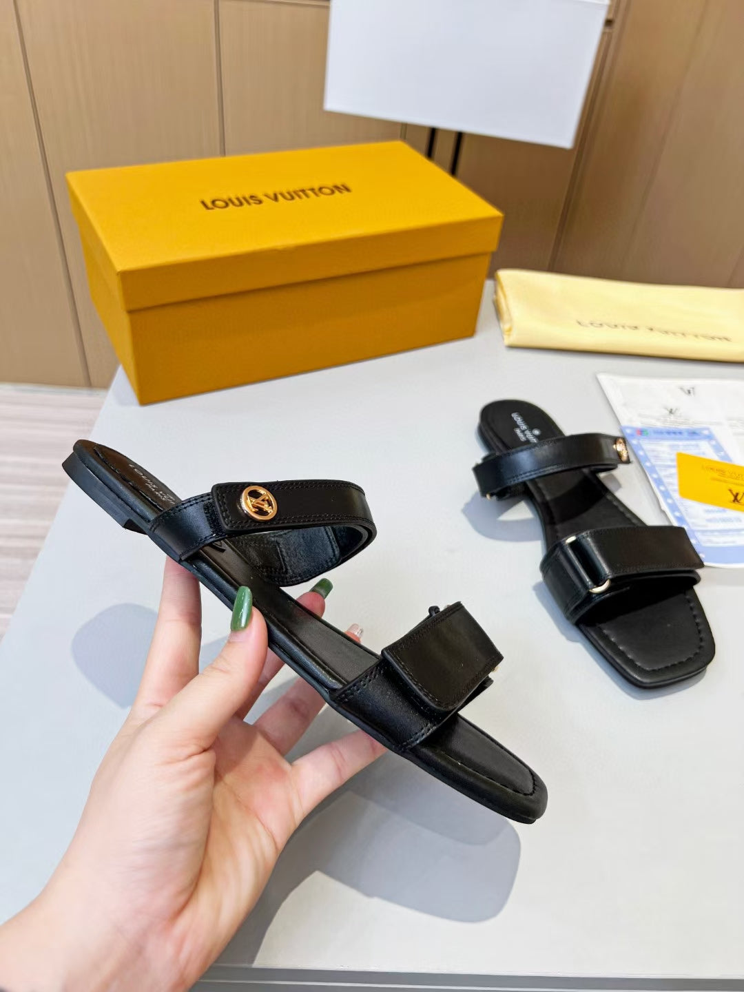 Louis Vuitton Lambskin Slides for women