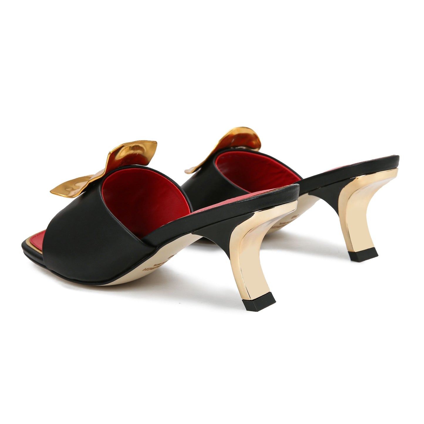 Black Heels With Logo Buckle for women